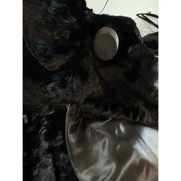 VTG Dasco Faux Fur Black Long Womens Size Large Mob Wife Glamour Silky Soft - Picture 3 of 8